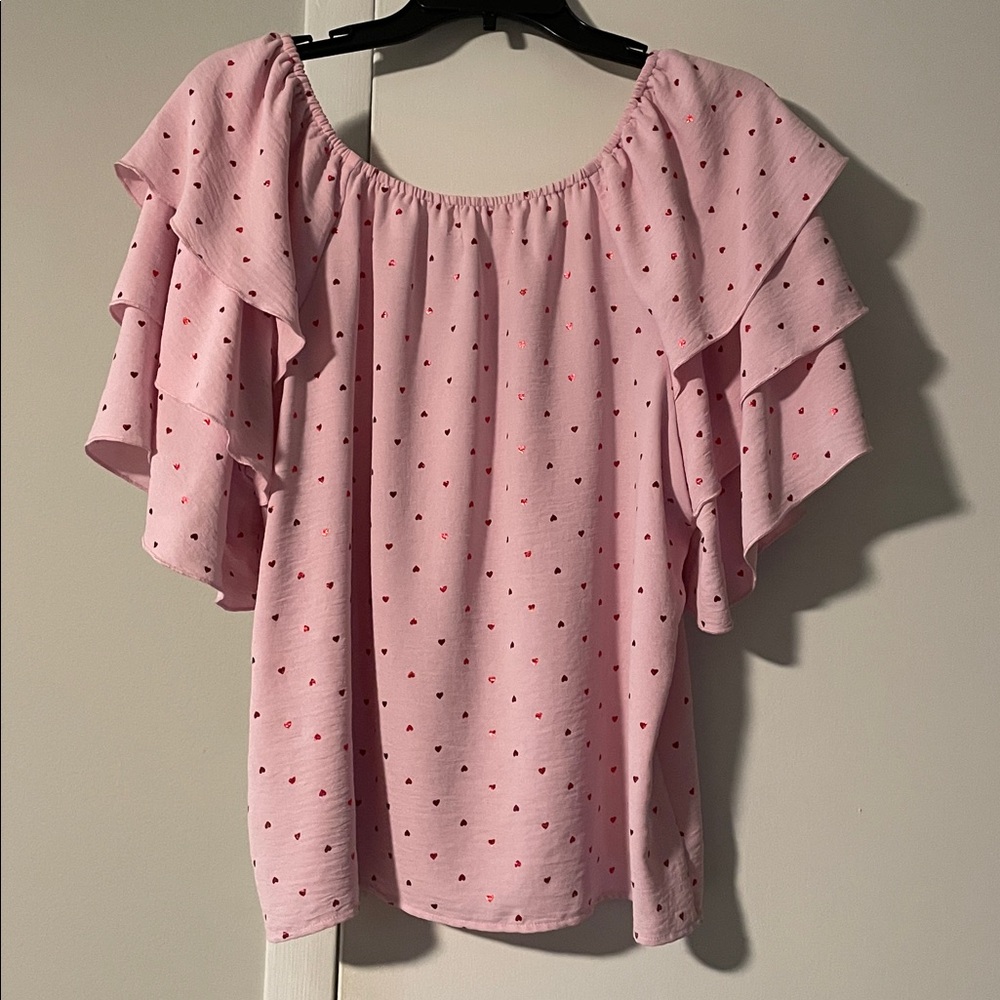 Pink Ruffled Women's Top - Picture 2 of 3